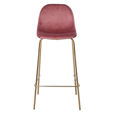 ΕΜ901,2GV - CELINA Σκαμπώ Bar Μεταλ.Χρυσό, Velure Antique Pink