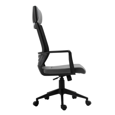 ΕΟ607,2 - BF2500 Πολυθρόνα Γραφείου Διευθυντή Mesh Μαύρο - Pu Γκρι