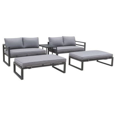 Ε6840,1 - ORBEA Set Καθιστικό Κήπου ALU Ανθρακί, Καναπές 4Θ+2 Πάγκοι+ Τραπέζι, Μαξιλάρι Γκρι Σκούρο