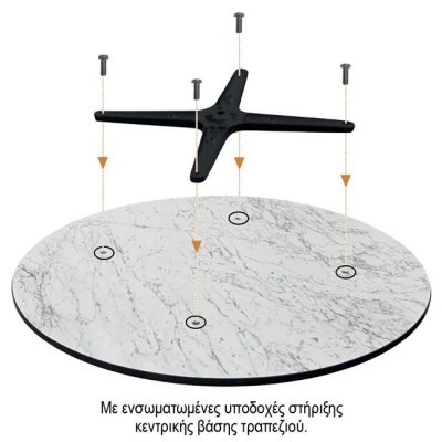 Ε109,451 - HPL (High Pressure Laminated) Επιφάνεια Τραπεζιού Απόχρωση Black Marble, Εξωτερικού χώρου