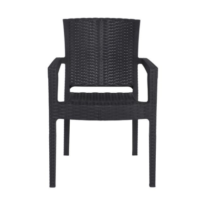 Ε303,30 - LORA-Pro Πολυθρόνα Στοιβαζόμενη, PP (Rattan Look) Απόχρωση Ανθρακί