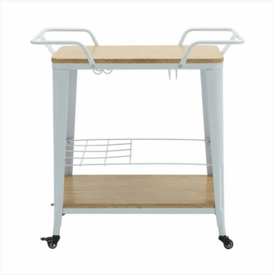 Ε5211,2 - RELIX Trolley Bar-Pro Μέταλλο Βαφή Άσπρο, MDF Απόχρωση Φυσικό