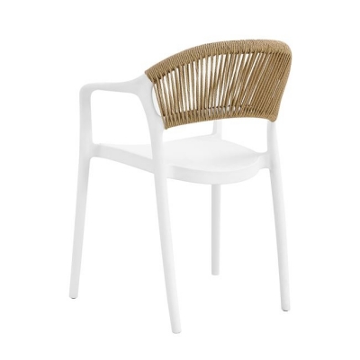 Ε3150,1 - DONNA Πολυθρόνα Στοιβαζόμενη, PP-UV Άσπρο, Rope Wicker Φυσικό