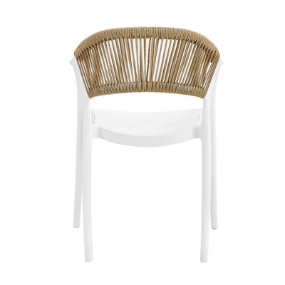 Ε3150,1 - DONNA Πολυθρόνα Στοιβαζόμενη, PP-UV Άσπρο, Rope Wicker Φυσικό