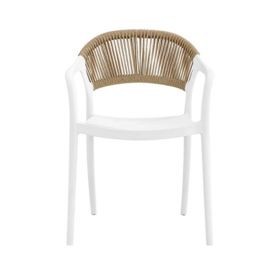 Ε3150,1 - DONNA Πολυθρόνα Στοιβαζόμενη, PP-UV Άσπρο, Rope Wicker Φυσικό