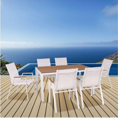 Ε6797,2S - VIRNA Set Τραπεζαρία: Τραπέζι + 6 Πολυθρόνες, Μέταλλο Βαφή Άσπρο, Polywood Φυσικό Ε6797,2S - VIRNA Set Τραπεζαρία: Τραπέζι + 6 Πολυθρόνες, Μέταλλο Βαφή Άσπρο, Polywood Φυσικό