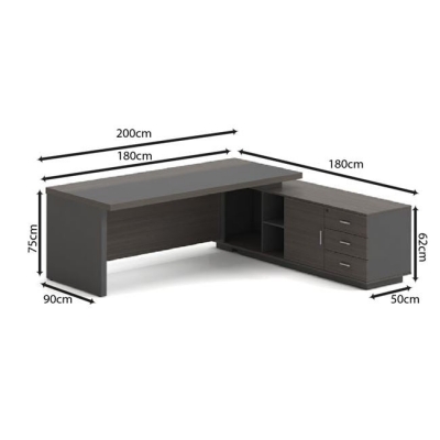 ΕΟ929,R - VIP Γραφείο Δεξιά Γωνία, Απόχρωση Grey Walnut ΕΟ929,R - VIP Γραφείο Δεξιά Γωνία, Απόχρωση Grey Walnut