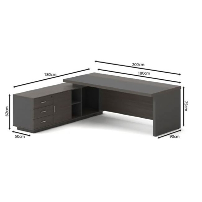 ΕΟ929,L - VIP Γραφείο Αριστερή Γωνία, Απόχρωση Grey Walnut ΕΟ929,L - VIP Γραφείο Αριστερή Γωνία, Απόχρωση Grey Walnut