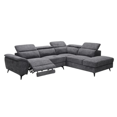 Ε9584,1 - ROMEO Καναπές-Relax, Αριστερή Γωνία,Ύφασμα Γκρι, Αποθ.χώρος, Μία θέση με ηλεκτρική ανάκληση