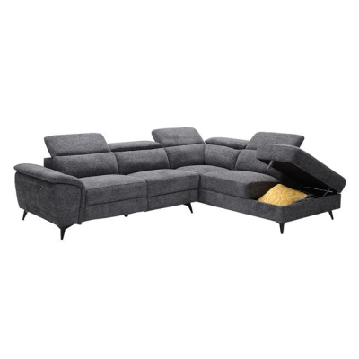 Ε9584,1 - ROMEO Καναπές-Relax, Αριστερή Γωνία,Ύφασμα Γκρι, Αποθ.χώρος, Μία θέση με ηλεκτρική ανάκληση
