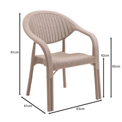 Ε3032,1 - BAMBOO Pro Πολυθρόνα Κήπου - Βεράντας Στοιβαζόμενη, PP-UV (Rattan Look) Cappuccino