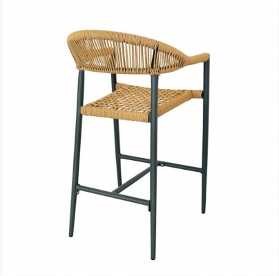 Ε6725 - MADISON Σκαμπό Bar, ALU Ανθρακί, Rope Wicker Φυσικό